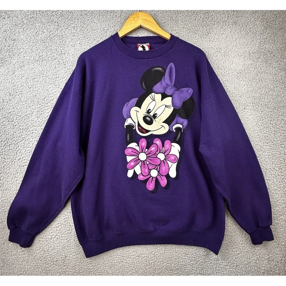 Vintage 90s Mickey Inc Sweatshirt Womens 2XL Minnie Mouse Double Sided Purple